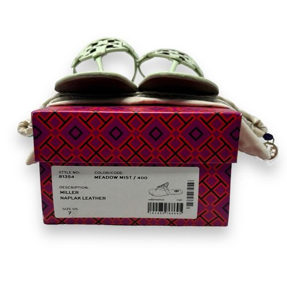 Tory Burch Patent Leather Miller Sandal Meadow Mist Pastel Green 7 Women’s - Picture 13 of 14